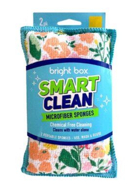 Bright Box Microfiber Sponges Floral Reusable Cleaning 4pk Bundle Kitchen